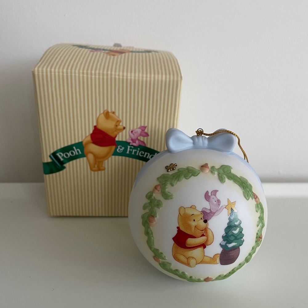 Vintage 1998 Winnie the Pooh Porcelain Christmas Ornament
